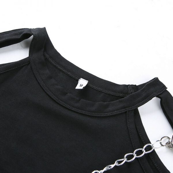 The Best Women Summer Casual Off Shoulder Tank Top Blouse Short Sleeve Crew Neck Chain Slim Fit Stretch Crop Tops Online - Takalr