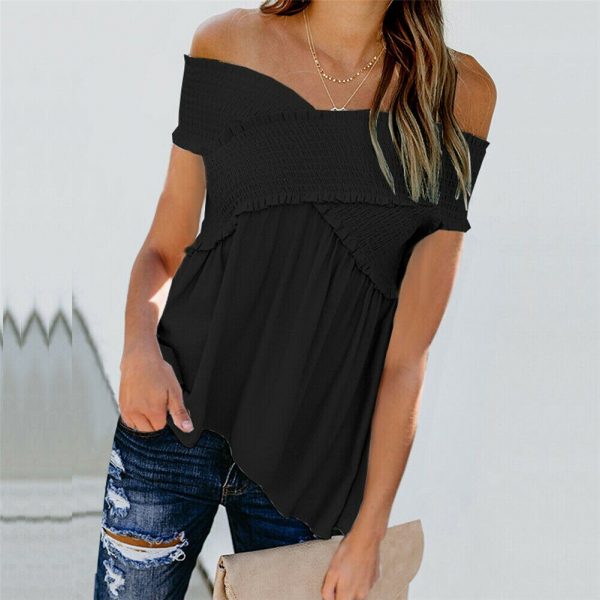 The Best Women Summer Casual Off Shoulder Tank Top Vest Blouse Fashion Ladies Sleeveless Solid Crop Tops Shirt Summer Clothes Online - Takalr