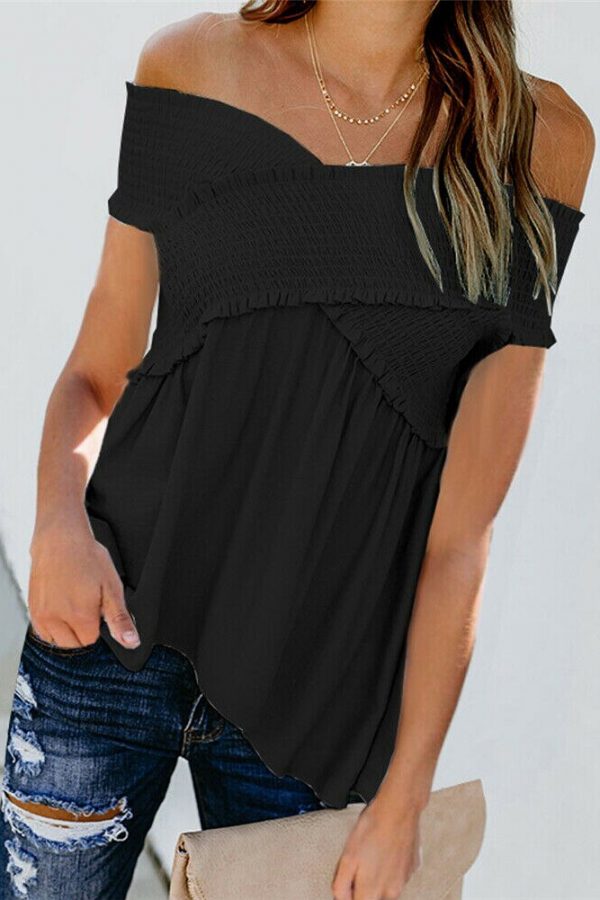 The Best Women Summer Casual Off Shoulder Tank Top Vest Blouse Fashion Ladies Sleeveless Solid Crop Tops Shirt Summer Clothes Online - Takalr