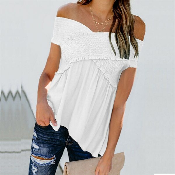 The Best Women Summer Casual Off Shoulder Tank Top Vest Blouse Fashion Ladies Sleeveless Solid Crop Tops Shirt Summer Clothes Online - Takalr