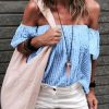 The Best Women Summer Casual Off Shoulder Tops Ladies Holiday Party Blouse Plus Size Loose Striped Top Shirt Summer Clothes Online - Takalr