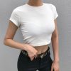 The Best Women Summer Casual T Shirt Ladies Short Sleeve Backless Slim Crop Top Holiday Tank T-Shirt Tee Women Clothes Online - Takalr