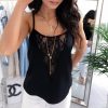 Women Summer Clothes Sexy Black Lace See Through Tank Tops Spaghetti Strap Sleeveless Off Shoulder Shirt Cami Top Streetwear - Takalr