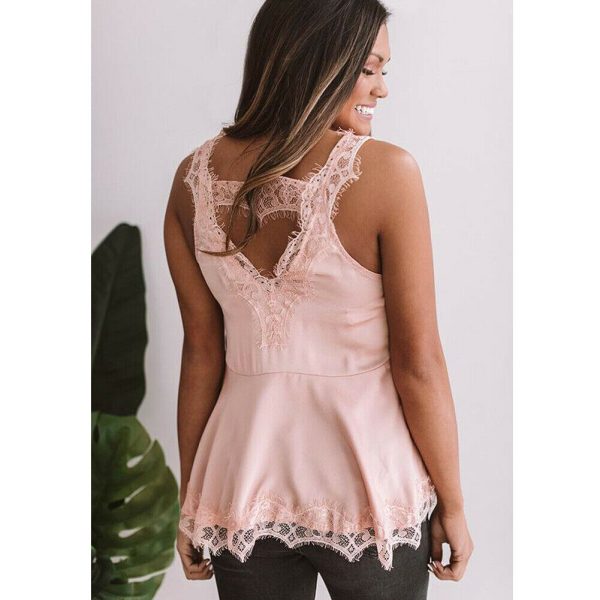 The Best Women Summer Fashion Lace Vest Top Casual Sleeveless Tank Blouse Sexy Ladies Backless Loose Slim Camisole Tank Tops Online - Takalr