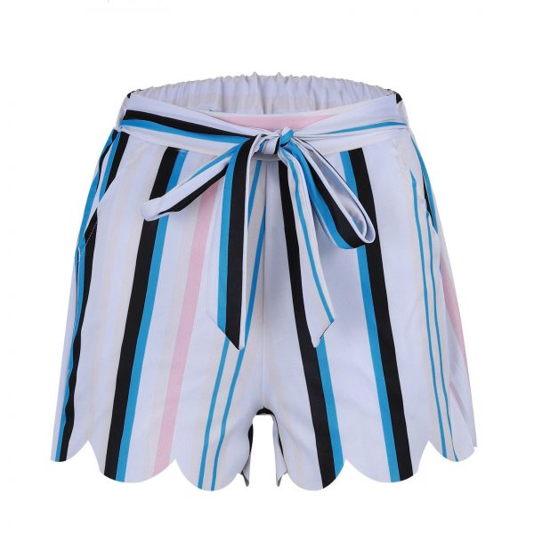 The Best Women Summer Fashion Striped Stylish Loose Shorts Beach Drawstring Ladies High Waist Casual Hot Short Trouser New Online - Takalr