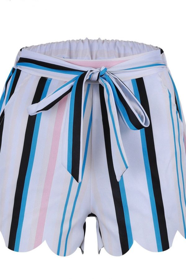 The Best Women Summer Fashion Striped Stylish Loose Shorts Beach Drawstring Ladies High Waist Casual Hot Short Trouser New Online - Takalr