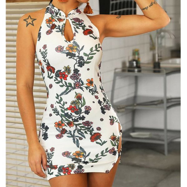 The Best Women Summer Floral Sleeveless Bodycon Dress Ladies Sexy Bandage Slim Fit Party Cocktail Short Mini Casual Dress Online - Takalr