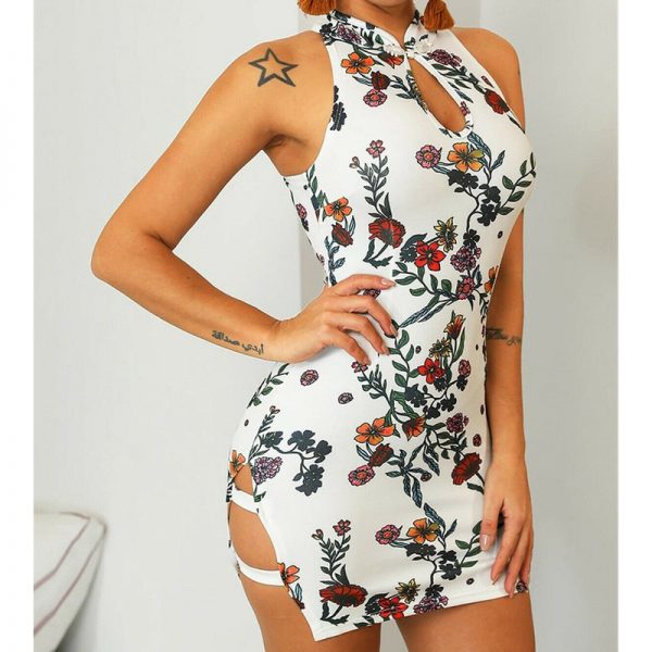 The Best Women Summer Floral Sleeveless Bodycon Dress Ladies Sexy Bandage Slim Fit Party Cocktail Short Mini Casual Dress Online - Takalr