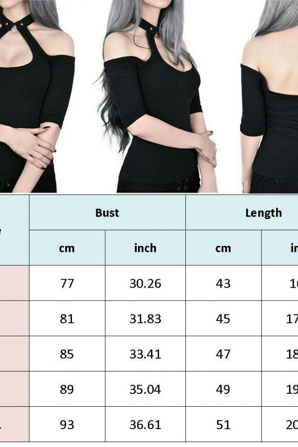 The Best Women Summer Gothic Tops Ladies Casual Off Shoulder Halter Neck Slim Chain Punk Crop Vest Tops Hot Online - Takalr