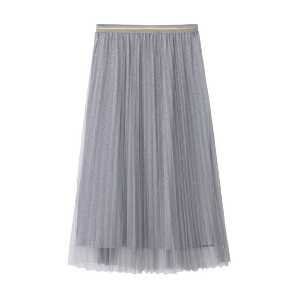 The Best Women Summer Lace Pleated Skirt OL Ladies Fashion Elastic Waist Knee Length Solid Casual Long Swing Skirt Hot Online - Takalr