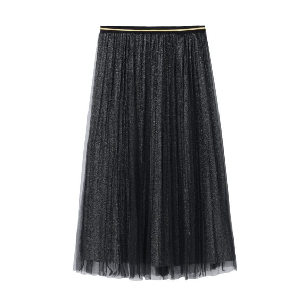 The Best Women Summer Lace Pleated Skirt OL Ladies Fashion Elastic Waist Knee Length Solid Casual Long Swing Skirt Hot Online - Takalr