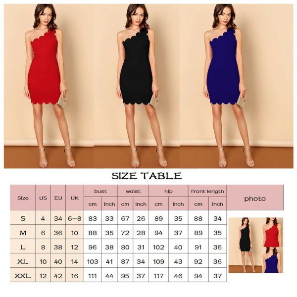 The Best Women Summer One Shoulder Frilled Bodycon Dress Fashion Ladies Sexy Slim Fit Party Prom Mini Dress Solid Casual Dress Online - Takalr