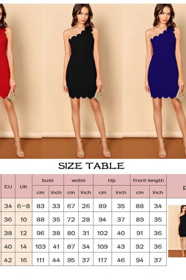 The Best Women Summer One Shoulder Frilled Bodycon Dress Fashion Ladies Sexy Slim Fit Party Prom Mini Dress Solid Casual Dress Online - Takalr