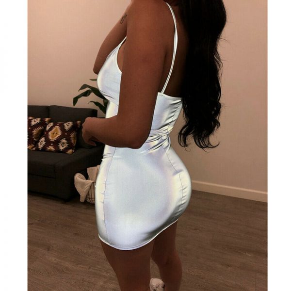 The Best Women Summer Sequin Glitter Strap Mini Dress Sexy Ladies V Neck Bodycon Beach Backless Short Mini Sundress Online - Takalr