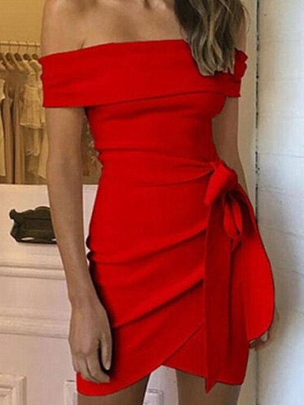 The Best Women Summer Off Shoulder Ruffle Frill Mini Dress Elegant Ladies Holiday Bodycon Irregular Mini Party Dress Online - Takalr