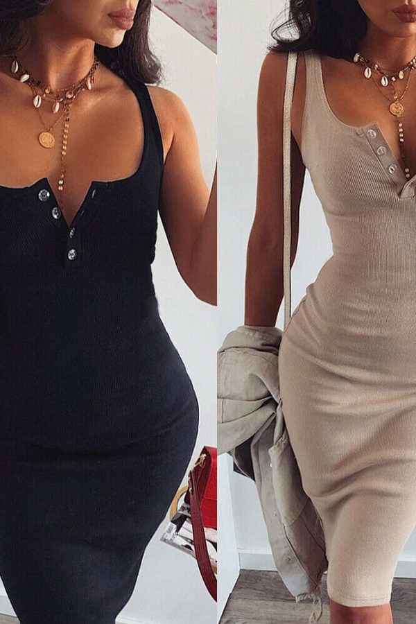 The Best Women Summer Sexy Spaghetti Strap Stretchy Bodycon Sundress Ladies Summer Holiday Package Hip Bodycon Dress Short Club Dress Online - Takalr