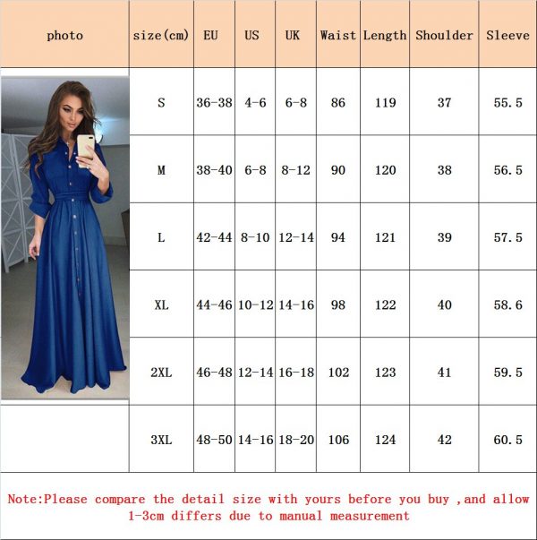 The Best Women Summer Shirt Style Maxi Dress Long Sleeve Casual Loose High Street Dress Ladies Clothing Plus Size S-3XL Online - Takalr