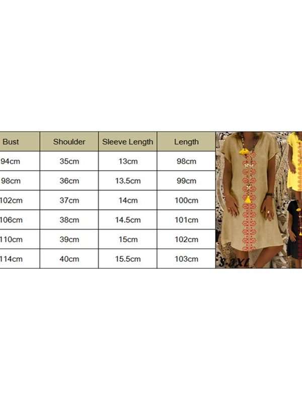 The Best Women Summer Short Sleeve Cotton Linen Long Maxi Dress Fashion Ladies Casual Loose Beach Kaftan Dresses Sundress Online - Takalr