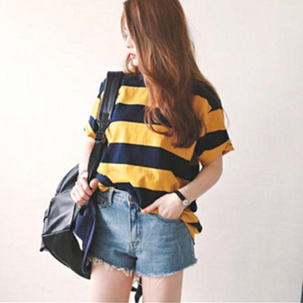 The Best Women Summer Short Sleeveless Striped O-Neck Tops Shirt Ladies Casual Loose Baggy Tops Tunic T-Shirts Plus Size Online - Takalr