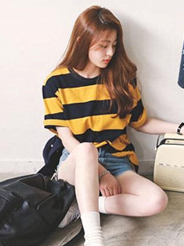 The Best Women Summer Short Sleeveless Striped O-Neck Tops Shirt Ladies Casual Loose Baggy Tops Tunic T-Shirts Plus Size Online - Takalr