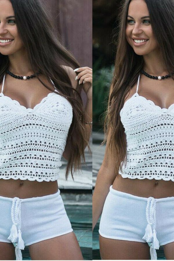 The Best Women Summer Sleeveless Short Crop Tops Cami Tank Vest Beach Ladies Casual Knitted Bra Camisole Blouse Shirt Online - Takalr