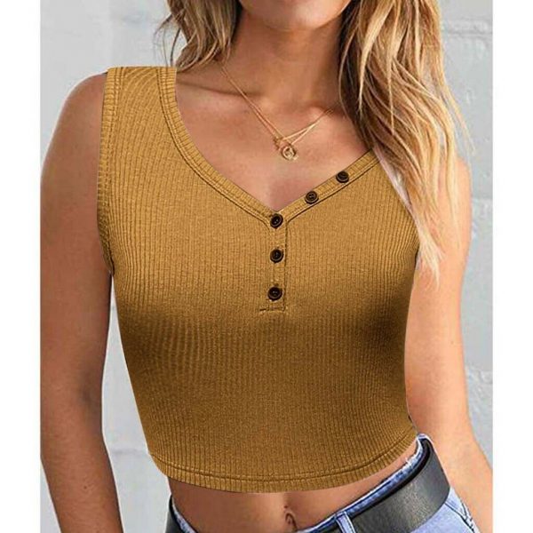 The Best Women Summer Solid Vest Crop Top Ladies Sleeveless Shirt Blouse Casual Stretch Blouse Tank Top Women Clothes Online - Takalr