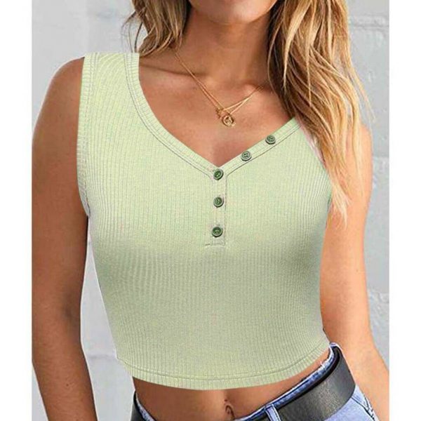 The Best Women Summer Solid Vest Crop Top Ladies Sleeveless Shirt Blouse Casual Stretch Blouse Tank Top Women Clothes Online - Takalr