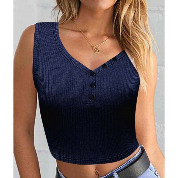 The Best Women Summer Solid Vest Crop Top Ladies Sleeveless Shirt Blouse Casual Stretch Blouse Tank Top Women Clothes Online - Takalr