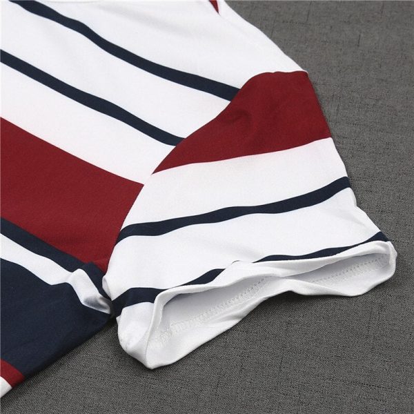 The Best Women Summer Stripe Bodycon Dress Vestidos Short Sleeve Ladies Knee Length Dress Plain Jersey Stretch Basic Dress Online - Takalr