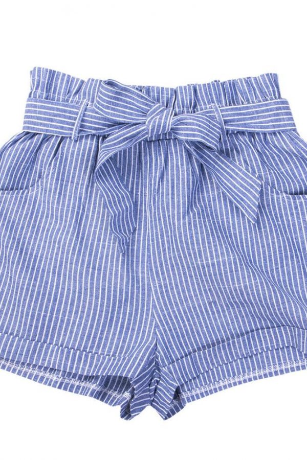 The Best Women Summer Striped Shorts Fashion High Waist Trouser Holiday Beach Drawstring High Waist Casual Loose Hot Shorts Online - Takalr