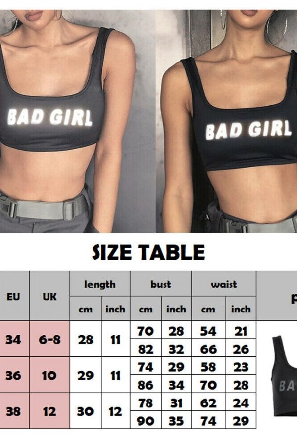 The Best Women Summer Vest Top Letter Printed Sport Fitness U-Neck Sleeveless Tops Fashion Cool Girls 3M reflection Crop Top Online - Takalr