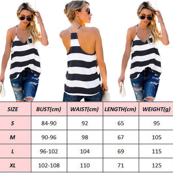 The Best Women Summer Vest Top Striped Sleeveless Tee Shirt Blouse Ladies Beach Casual V-Neck Loose Tank Tops T-Shirt Online - Takalr