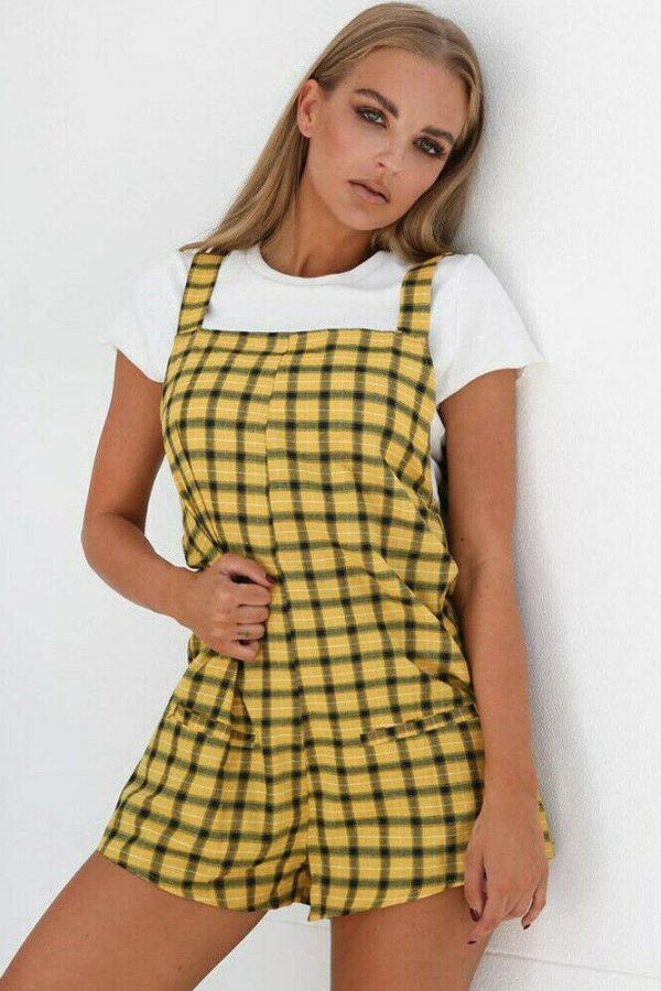 The Best Women Suspender Shorts Sleeveless Plaid Playsuit Fashion Ladies Summer Beach Travel Romper Short Jumpsuit Trousers Online - Takalr