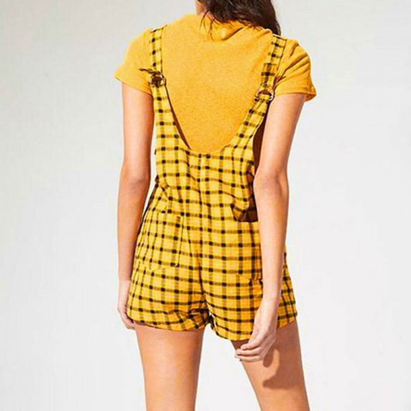 The Best Women Suspender Shorts Sleeveless Plaid Playsuit Fashion Ladies Summer Beach Travel Romper Short Jumpsuit Trousers Online - Takalr