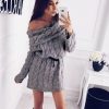 The Best Women Sweater Dress Winter Off Shoulder Wrap Sweater Dress Loose Short Knitted Dress Paragraph Long Sleeve Crochet Dress Online - Takalr