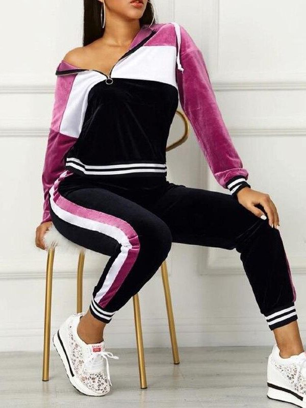 Women Two Piece Outfits Spring Long Sleeve Hoodies and Pants Set Streetwear Casual Drawstring Tops Sweatpants 2 Piece Set - Takalr