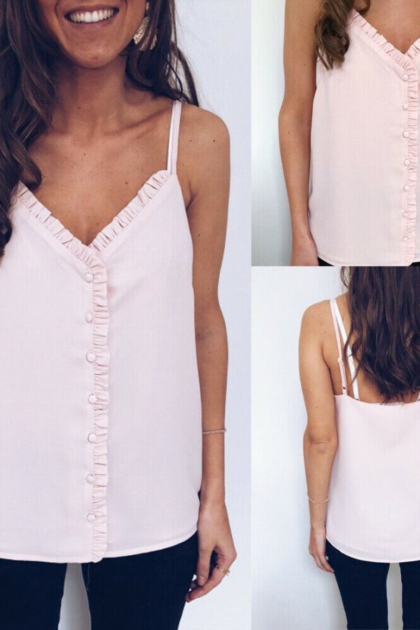 The Best Women Vest Chiffon Sleeveless Loose Camisole Ladies Strappy Casual Strappy V-Neck Cami Tank Tops Blouse Summer Clothes Online - Takalr