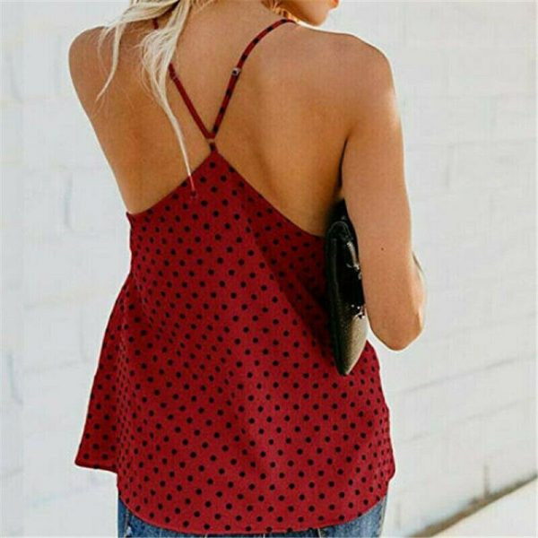 The Best Women Vest Polka Dot Print Sleeveless Loose Camisole Ladies Summer Holiday Casual V-Neck Tank Tops Blouse Shirt Online - Takalr