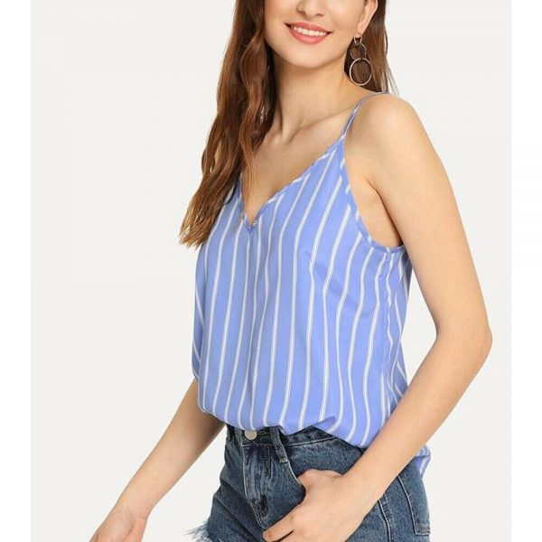 The Best Women Vest Tank Tops Striped Summer Sleeveless V-Neck Loose Shirt Tee Ladies Casual Holiday Beach Camisole Online - Takalr