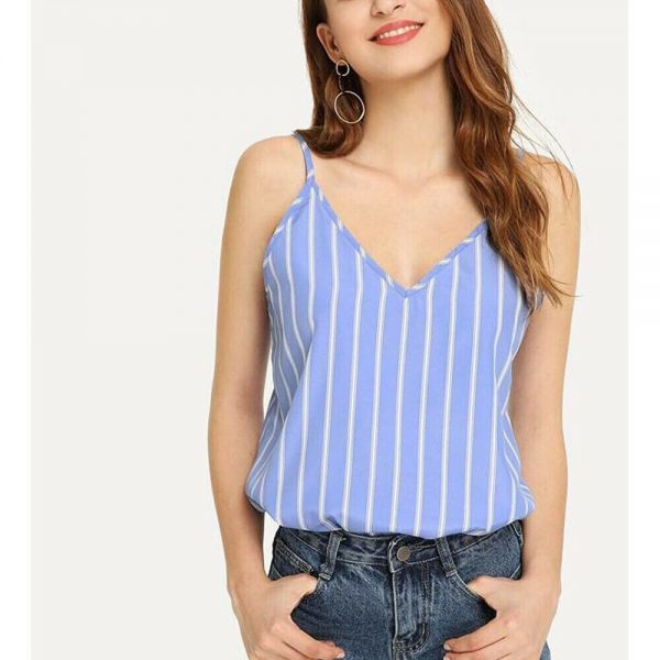 The Best Women Vest Tank Tops Striped Summer Sleeveless V-Neck Loose Shirt Tee Ladies Casual Holiday Beach Camisole Online - Takalr