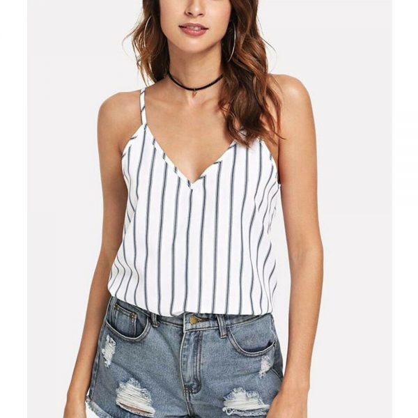 The Best Women Vest Tank Tops Striped Summer Sleeveless V-Neck Loose Shirt Tee Ladies Casual Holiday Beach Camisole Online - Takalr