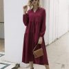 The Best Women Vintage Dress Autumn Boho Loose Long Sleeve Maxi Dress Ladies Holiday Party Kaftan Solid Long Shirt Dress Online - Takalr