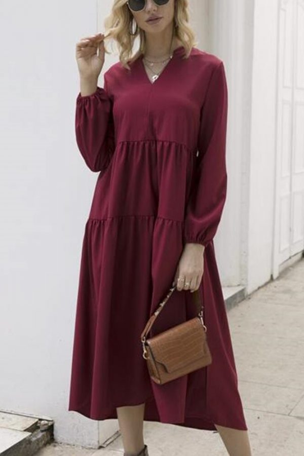 The Best Women Vintage Dress Autumn Boho Loose Long Sleeve Maxi Dress Ladies Holiday Party Kaftan Solid Long Shirt Dress Online - Takalr