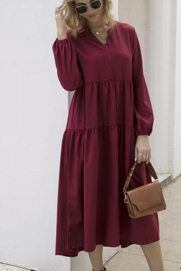 The Best Women Vintage Dress Autumn Boho Loose Long Sleeve Maxi Dress Ladies Holiday Party Kaftan Solid Long Shirt Dress Online - Takalr