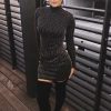 The Best Women Winter Long Sleeve Turtle Neck Sequined Jumper Knitwear Slim Mini Dress Bodycon Sexy Women Clothes Vestido Online - Takalr