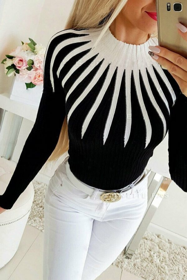 The Best Women Winter Warm Long Sleeve Slim fit Casual Sweater Top Color Matching Turtleneck Pullover Sweater Women Clothing Online - Takalr