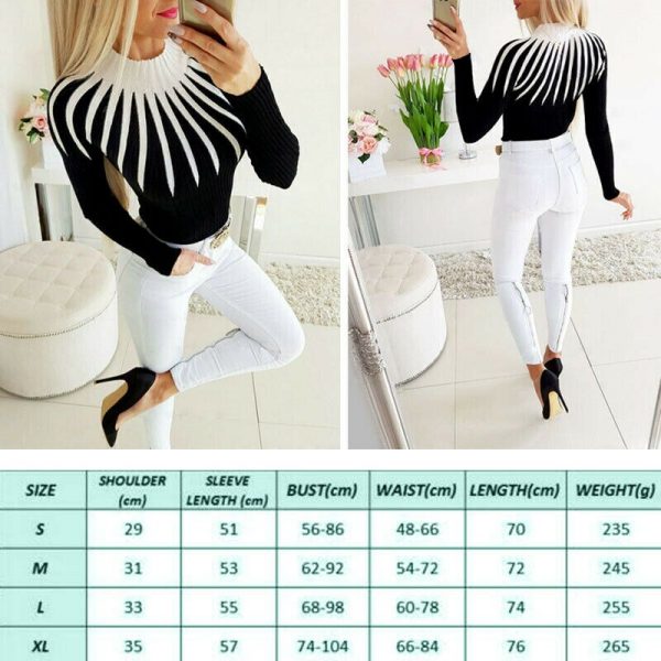 The Best Women Winter Warm Long Sleeve Slim fit Casual Sweater Top Color Matching Turtleneck Pullover Sweater Women Clothing Online - Takalr