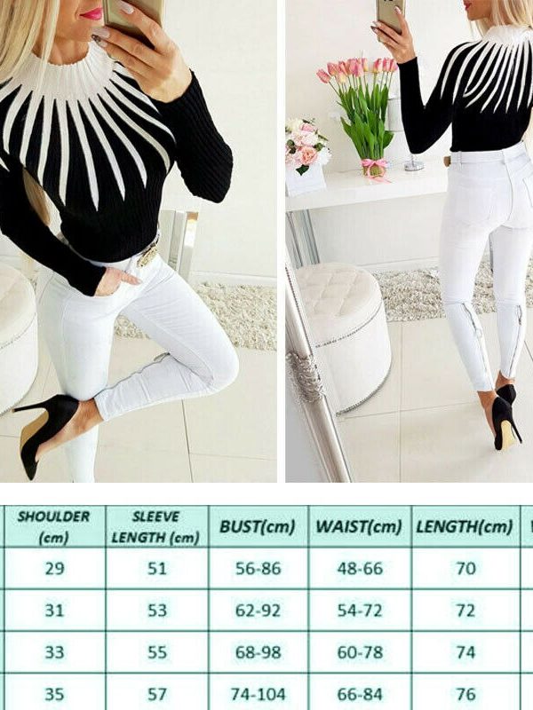 The Best Women Winter Warm Long Sleeve Slim fit Casual Sweater Top Color Matching Turtleneck Pullover Sweater Women Clothing Online - Takalr