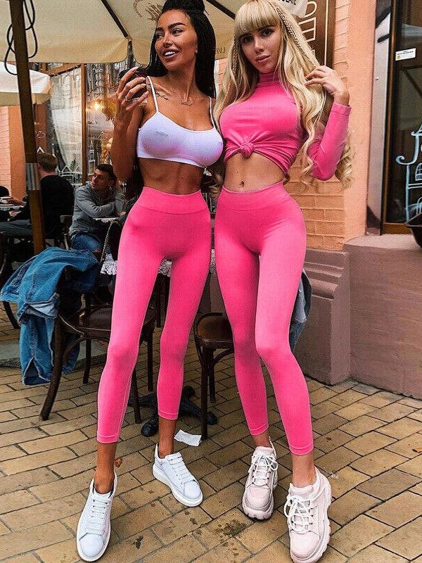 The Best Women Yoga Gym Ankle Length Pink Legging Jeggings Stretchy Pants Skinny Ladies Stretch Span High Rise Waist Casual Trousers Online - Takalr