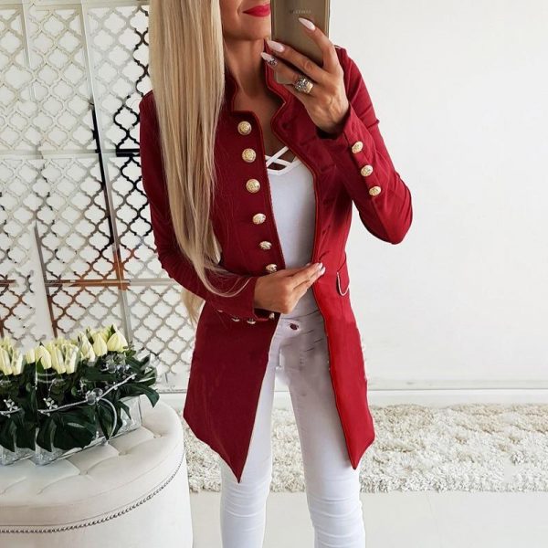 Women blazers jacket coat Autumn slim fit business blazer Long sleeve office ladies work suit Vintage single breasted fall coat - Takalr